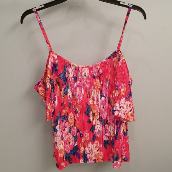 H.I.P. Cold-Shoulder Floral Print Sleeveless Top M - Picture 7 of 7
